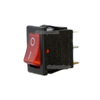 Переключатель мини I-O, 2pin, 6А, красн. с подсв. YL211-02