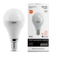 Лампа светодиод. E14   6W GLOBE Gauss 2700K Elementary