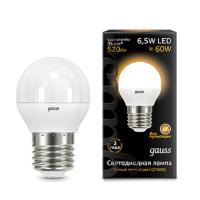Лампа светодиод. E27   6,5W GLOBE Gauss  2700K