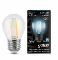 Лампа светодиод. E27   5W GLOBE Gauss  4100K филамент