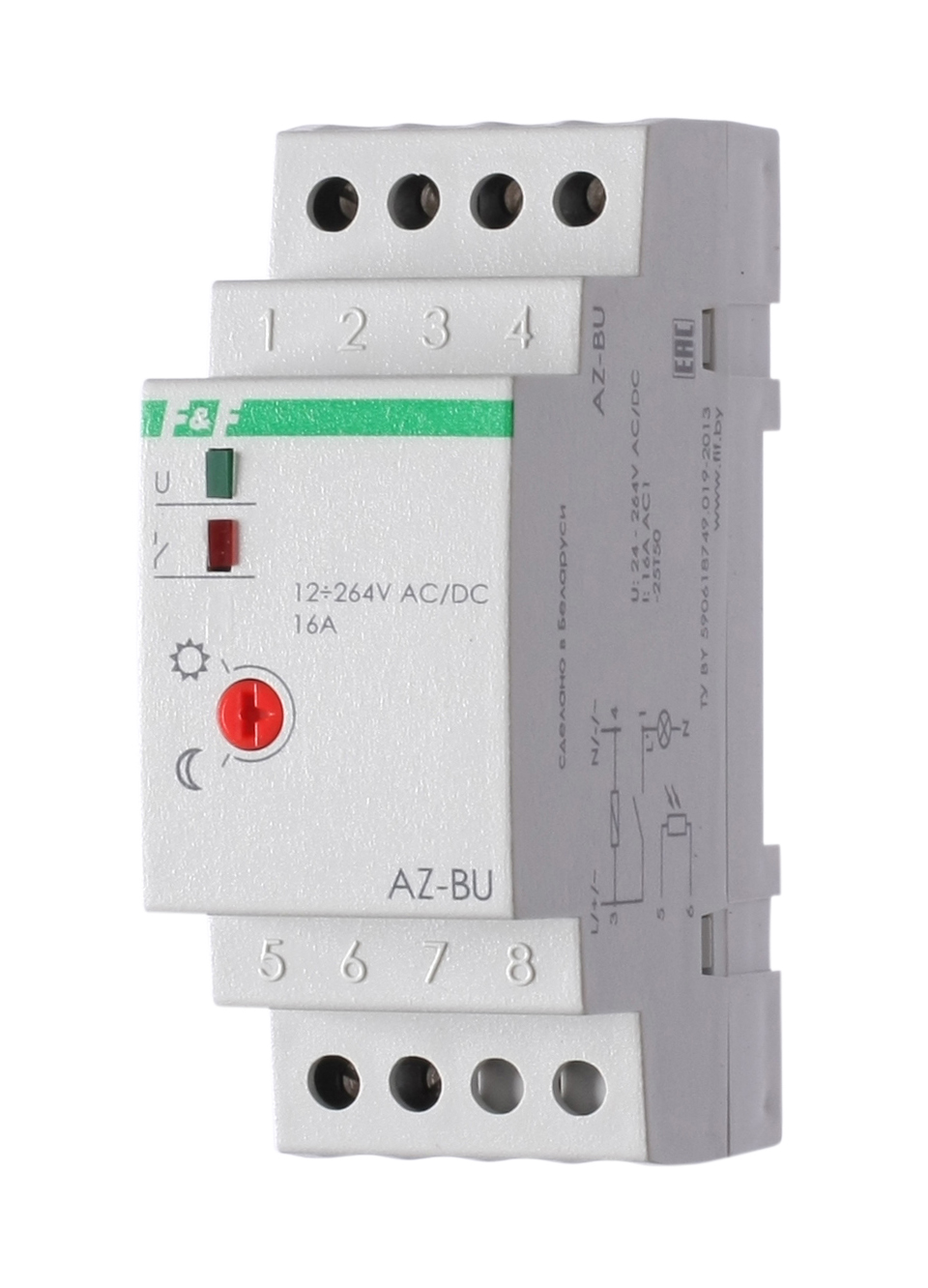 Фотореле AZ-BU 16А 12-264В AC/DC (выносной датчик/ вкл 2-5c, выкл 10-15с/  2-100Лк) DIN F&F — купить в интернет-магазине в Таганроге | Цена,  отзывы, фото