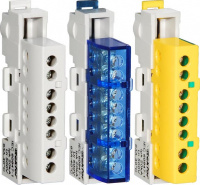 Шина нулевая на DIN-рейку в изоляторе KSN-6-6х9   8 отв. серая Tekfor