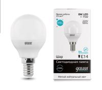 Лампа светодиод. E14 8W GLOBE Gauss 4100K Elementary