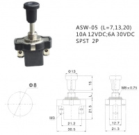 Кнопка ASW-05 L13 (off-on) черный
