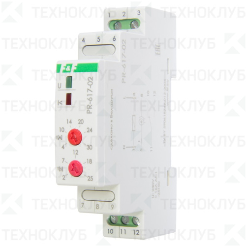 Реле контроля тока PR-617-02 1Z 4-30A защ.двиг., задерж. вкл./откл. F&F