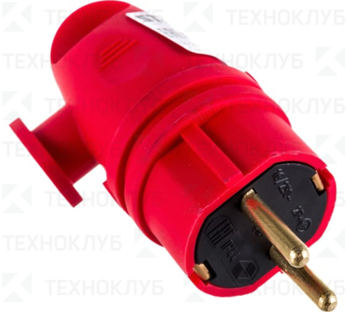 Вилка 16А с/з каучук угловая RPG16-21-442 IP44 красный STEKKER