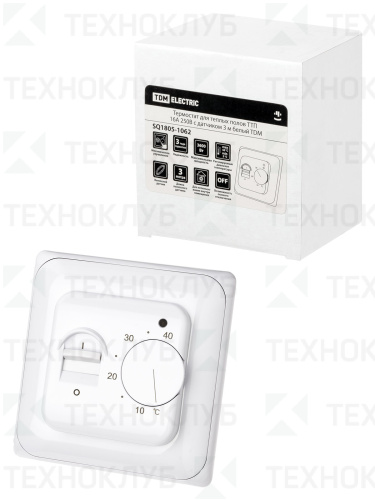 Терморегулятор мех. ТТП 16А 250в с датчиком 3м белый  TDM