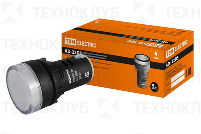 Лампа сигнальная d22мм  24V AC/DC белая (LED) AD22DS  TDM