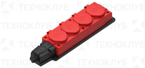 Розетка 4-я 16А с/з IP44 каучук, крышка красная MultiSet Systeme Electric