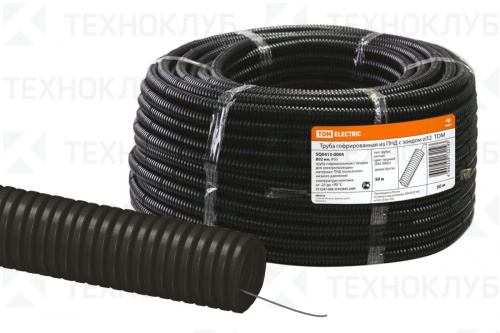 Труба гофрированная ПНД D=63мм (черная с зондом) Dвн.=50,6мм TDM