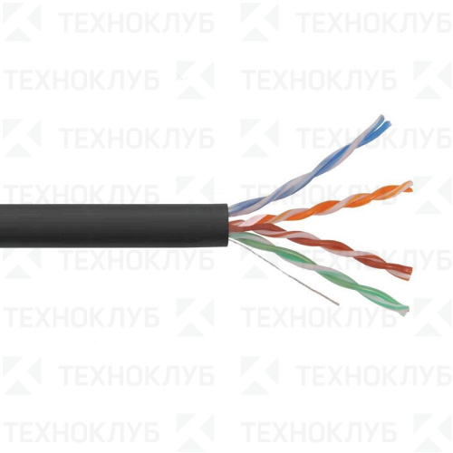Кабель LAN UTP-5E  4х2х0,50  Cu PE чёрный, внешний  LEEK