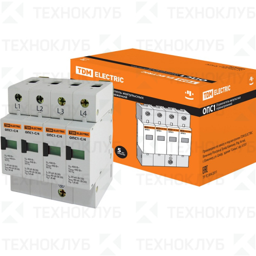Разрядник гроз. ОПС1 B/4 In=30кА 400V Imax=60кА TDM