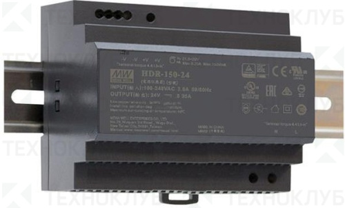 Блок питания на DIN-рейку 24V/DC 150Вт (6.25A) HDR-150-24 Mean Well