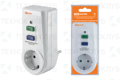 Выключатель диф.(УЗО) в розетку УЗО-Р-IP40-16-30 16А 30мА IP40 TDM