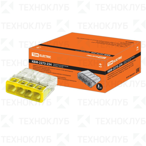 Клеммник безвинтовой 2273-234 4х0,5-2,5мм2 с пастой TDM