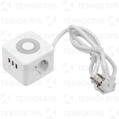 Удлинитель 2*  1.5м S-GCD2-1.5SBU 3хUSB A + ночник белый Uniel