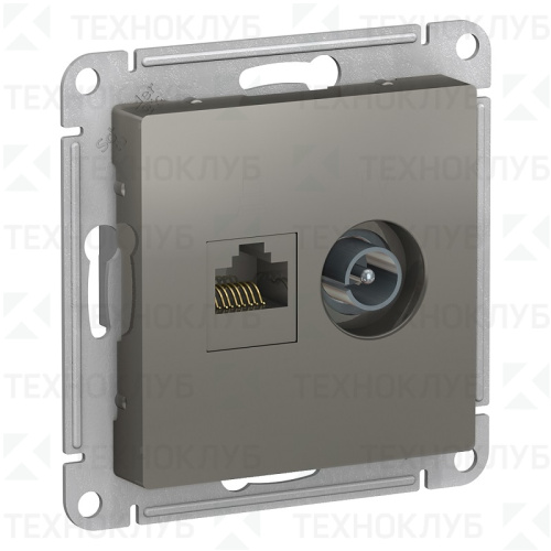 Розетка Schneider AtlasDesign комп. RJ45 + TV сталь
