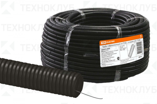 Труба гофрированная ПНД D=20мм (черная с зондом) Dвн.=14,2мм TDM