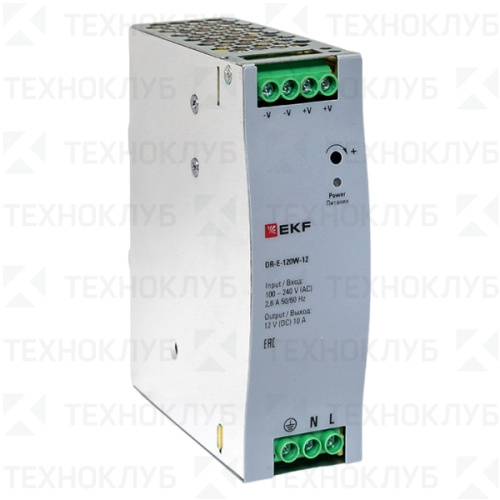 Блок питания на DIN-рейку 12V/DC 120Вт (10A) DR-E-120W-12  EKF
