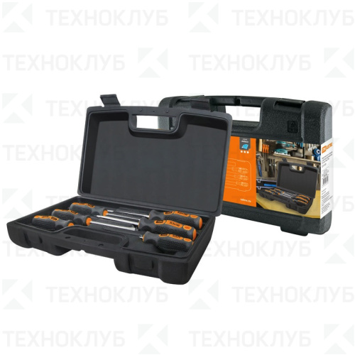 Набор отверток TDM 6 шт.: SL:3x75;5x100;6x100, PH:0х75;1x100;2x100 (пласт. чемодан), CR-V
