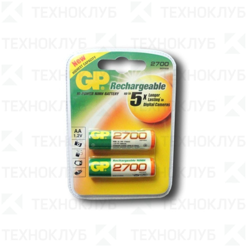 Аккумулятор (AA) R6 2700mAh GP (2шт) 270AAHCRGY-2CRCB2 Ni-Mh