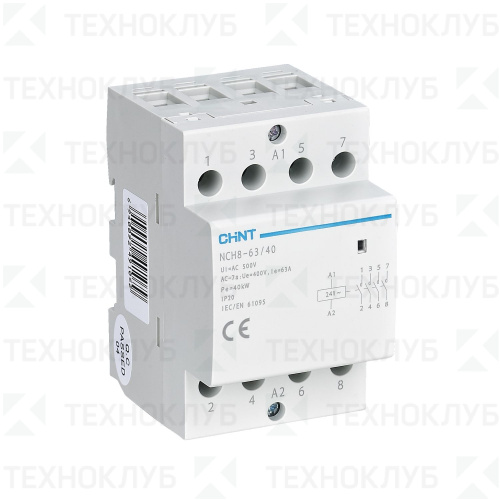Контактор модульный  63А 4НО 220В (54мм) DIN  NCH8-63/40  CHINT