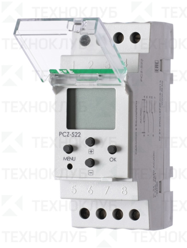 Реле времени PCZ-522 2х16А 24-264В AC/DC 2NO/NC (NFC/суточ-недел. циклы/2х125 пар вкл./выкл) DIN F&F