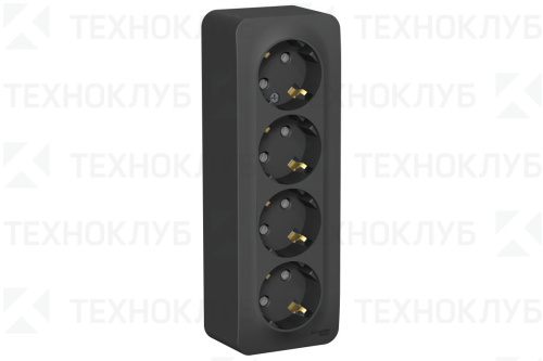 Розетка Schneider Blanca 4-ая с/з наруж. антрацит