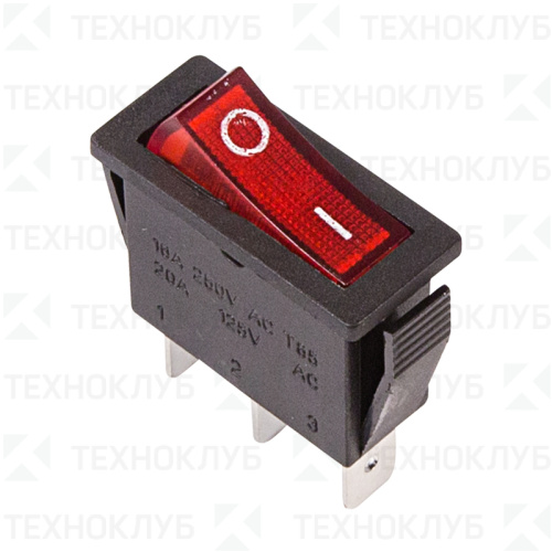 Выключатель клавишный с подсветкой (28 x10) ON-OFF 250V 15A (3с) красный (RWB-404,SC-791)  REXANT