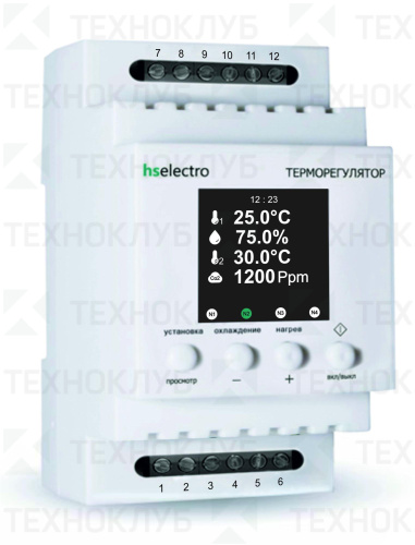 Терморегулятор ТС-5  5А 1.0кВт (+50...+125*С, 0…99 %) климат-контроль  DIN  HS Electro