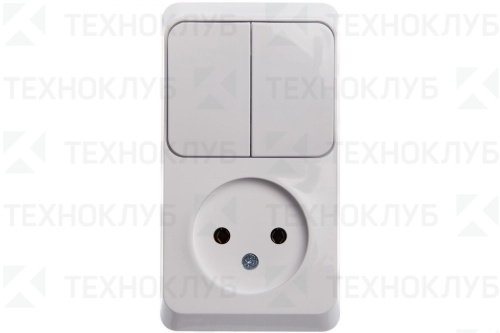 Блок комб. Schneider Этюд 2кл. выкл+ розетка б/з белый
