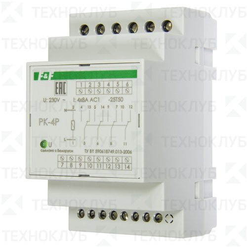 Реле промежуточное PK-4P  24В 4*8А 4P F&F