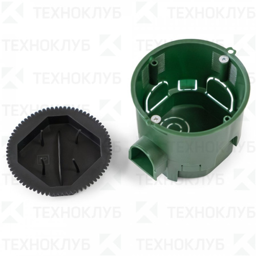 Коробка установочная D68х60мм (стыковочные узлы,саморезы, крышка) зеленая  Промрукав