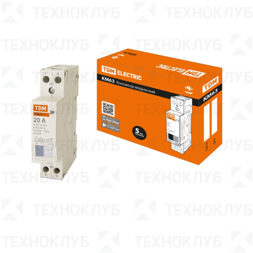Контактор модульный  20А 2НО 220В (18мм) DIN  КМ63/2  TDM