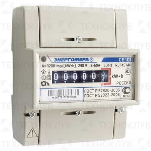 Счетчик э/энергии 1/ф  5- 60А (к.т. 1.0, DIN) CE101-R5 145 M6 Энергомера
