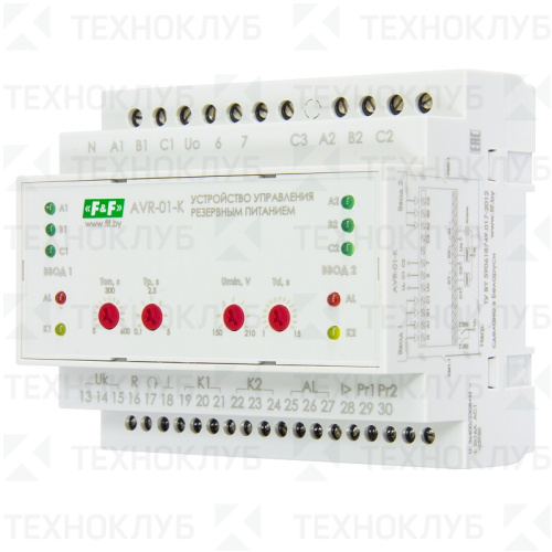 Устройство управления AVR-01-K 85-264В 16A 3ф., N1+N2, 3P (2 ввода, 1 нагрузка) F&F