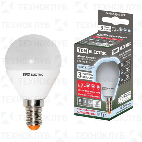 Лампа светодиод. E14  6W TDM 4000K step dim