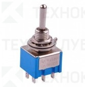 Переключатель мини I-O-II, 6pin, 3А, хром. MTS-203