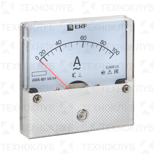 Амперметр AM-A801 100А/5А-2,5, трансформаторного включения, (без поверки)  EKF