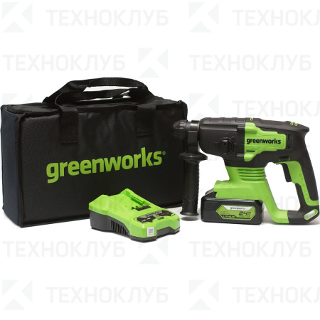Перфоратор аккум. GreenWorks GD24SDS2 24V 1*4,0 Ач сумка
