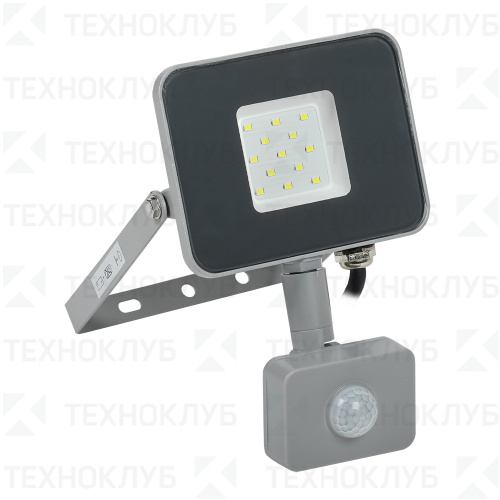 Прожектор LED  10W с д/д IP44 6500K серый IEK