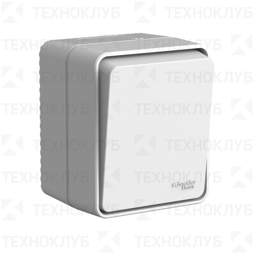 Переключатель Schneider AtlasDesign Profi54 1-клав. IP54 накл. серый