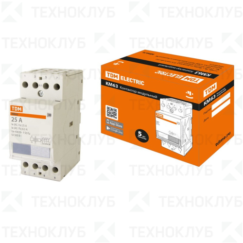 Контактор модульный  20А 3НО+1НЗ 220В (36мм) DIN  КМ63/4  TDM