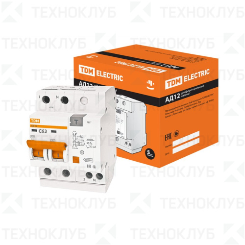 Автомат диф. АД12 2п 63А/30мА TDM