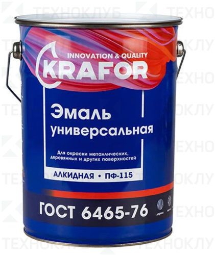 Алкидная эмаль KRAFOR ПФ-115 серая 6 кг