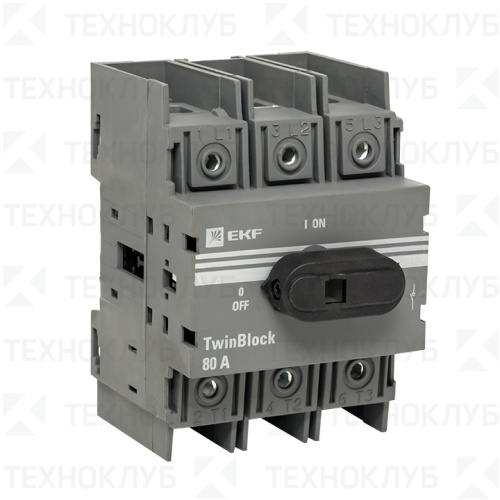 Рубильник на DIN-рейку  80A 3P  (I-0) TwinBlock EKF