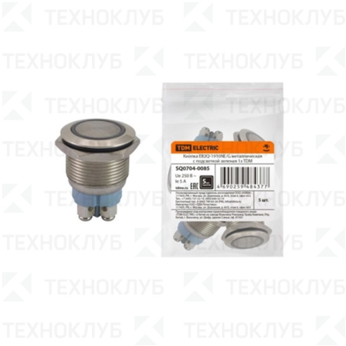 Кнопка Ø19мм EB2Q-1910NE/G (230V) без фикс. с зеленой подсв.  TDM