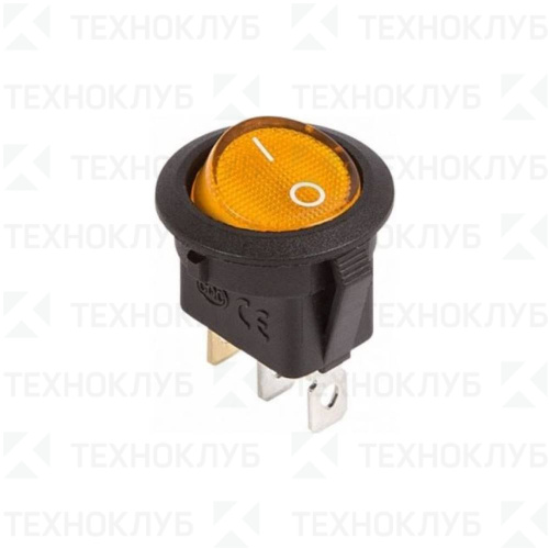Выключатель клавишный с подсветкой (d20) ON-OFF 250V 6A (3с) желтый (MIRS-101-Y)  TDM
