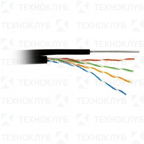 Кабель LAN UTP-5E  4х2х0,51  Cu PE черный с тросом  SkyNet