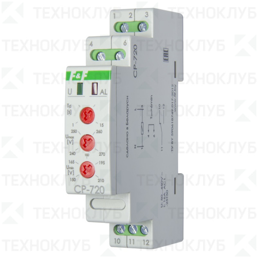 Реле напряжения 16А 3кВт 150-270В (18мм) CP-720  DIN  F&F